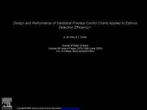 Design and Performance of Statistical Process Control Charts