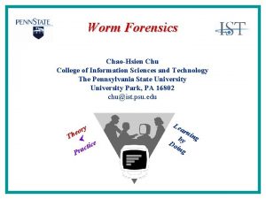 Worm Forensics ChaoHsien Chu College of Information Sciences