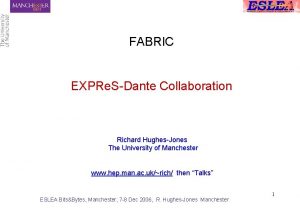 FABRIC EXPRe SDante Collaboration Richard HughesJones The University