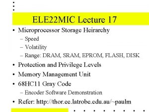 ELE 22 MIC Lecture 17 Microprocessor Storage Heirarchy