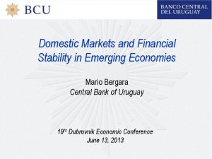 Domestic Markets and Financial Stability in Emerging Economies