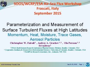 SOOSWCRPESA AirSea Flux Workshop Frascati Italy September 2015