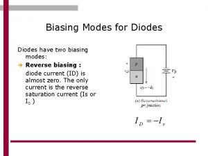 Biasing Modes for Diodes have two biasing modes