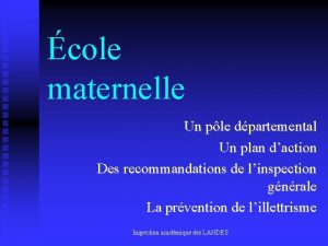 cole maternelle Un ple dpartemental Un plan daction