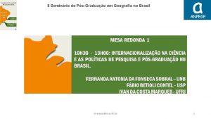 II Seminrio de PsGraduao em Geografia no Brasil