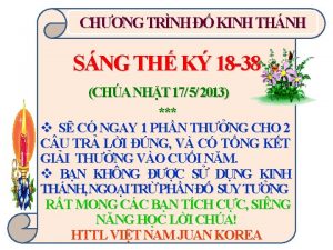 CHNG TRNH KINH THNH SNG TH K 18