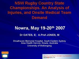 NSW Rugby Country State Championships An Analysis of