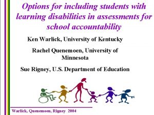 Options for including students with learning disabilities in