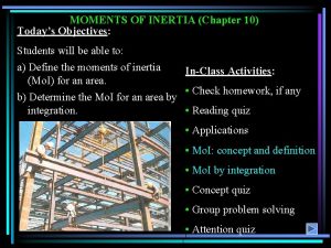 MOMENTS OF INERTIA Chapter 10 Todays Objectives Students