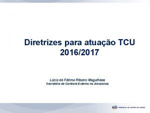 Diretrizes para atuao TCU 20162017 Lcia de Ftima