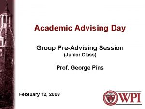 Academic Advising Day Group PreAdvising Session Junior Class