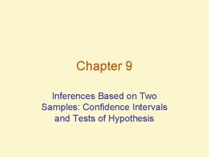 Chapter 9 Inferences Based on Two Samples Confidence