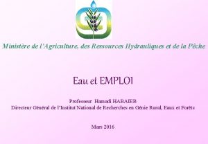 Ministre de lAgriculture des Ressources Hydrauliques et de