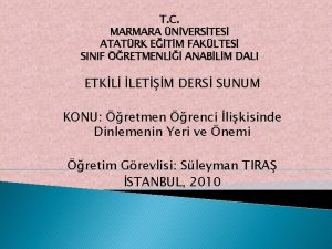 T C MARMARA NVERSTES ATATRK ETM FAKLTES SINIF