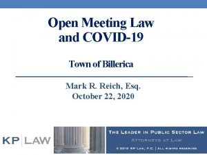 Open Meeting Law and COVID19 Town of Billerica
