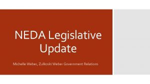 NEDA Legislative Update Michelle Weber Zulkoski Weber Government