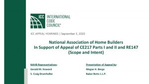 ICC APPEAL HEARINGS September 3 2020 National Association