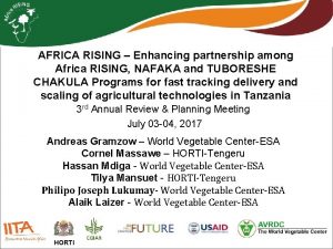 AFRICA RISING Enhancing partnership among Africa RISING NAFAKA