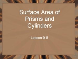 Surface Area of Prisms and Cylinders Lesson 9