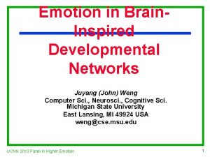 Emotion in Brain Inspired Developmental Networks Juyang John