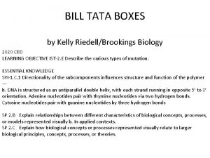 BILL TATA BOXES by Kelly RiedellBrookings Biology 2020