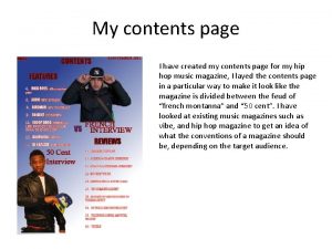 My contents page I have created my contents