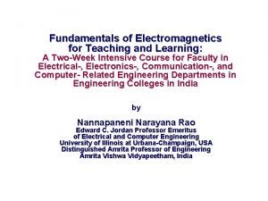 Fundamentals of Electromagnetics for Teaching and Learning A