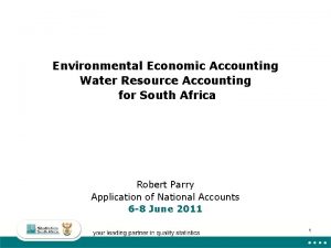 Environmental Economic Accounting Water Resource Accounting for South