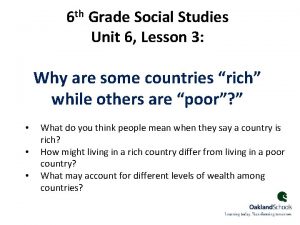 6 th Grade Social Studies Unit 6 Lesson