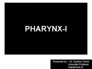 PHARYNXI Presented by Dr Sushma Tomar Associate Professor