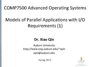 COMP 7500 Advanced Operating Systems Models of Parallel