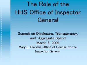 The Role of the HHS Office of Inspector