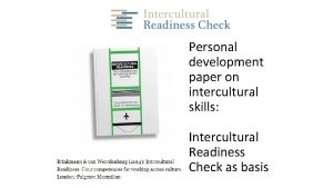 Personal development paper on intercultural skills Intercultural Readiness