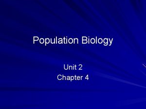 Population Biology Unit 2 Chapter 4 Population group