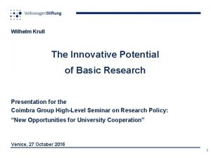 Wilhelm Krull The Innovative Potential of Basic Research