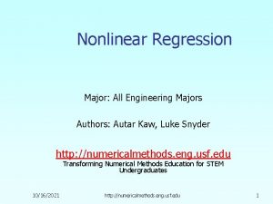 Nonlinear Regression Major All Engineering Majors Authors Autar