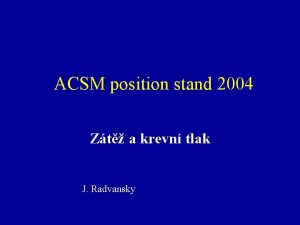 ACSM position stand 2004 Zt a krevn tlak