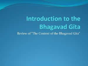 Introduction to the Bhagavad Gita Review of The