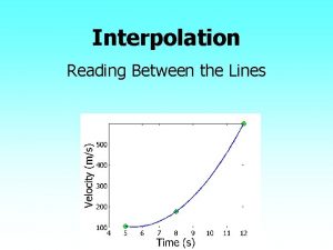 Interpolation Reading Between the Lines WHAT IS INTERPOLATION