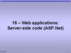 18 Web applications Serverside code ASP Net Mark