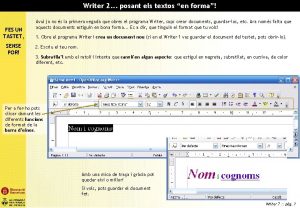 Writer 2 posant els textos en forma FES