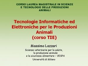 CORSO LAUREA MAGISTRALE IN SCIENZE E TECNOLOGIE DELLE