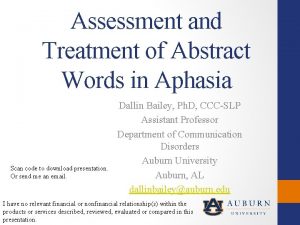 Assessment and Treatment of Abstract Words in Aphasia