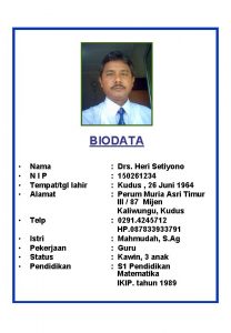 BIODATA Nama NIP Tempattgl lahir Alamat Telp Istri