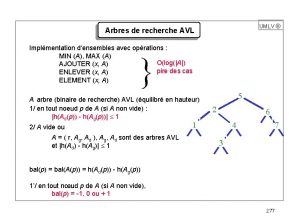 UMLV Arbres de recherche AVL Implmentation densembles avec