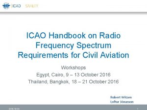 ICAO Handbook on Radio Frequency Spectrum Requirements for