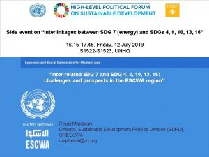 Side event on Interlinkages between SDG 7 energy