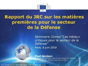 Rapport du JRC sur les matires premires pour