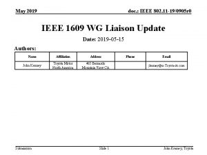 May 2019 doc IEEE 802 11 190905 r