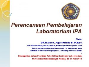 Perencanaan Pembelajaran Laboratorium IPA Oleh DR H Moch